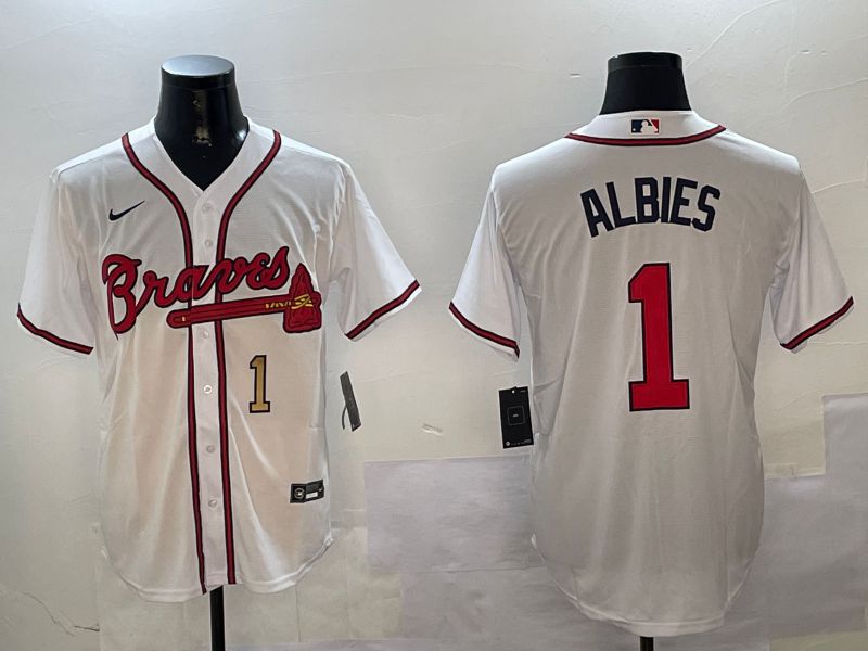 Men Atlanta Braves 1 Albies White Game 2024 Nike MLB Jersey style 1